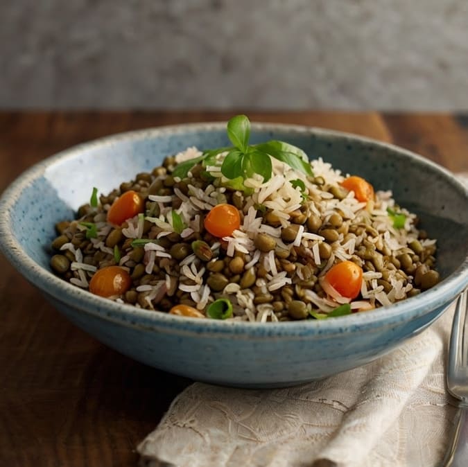 Ensalada de lentejas y arroz integral