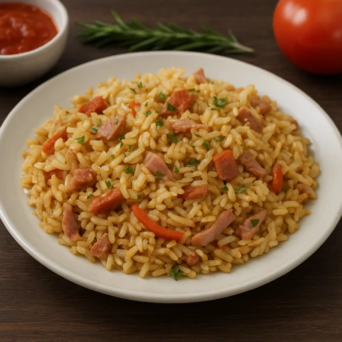 Arroz con chorizo y jamón