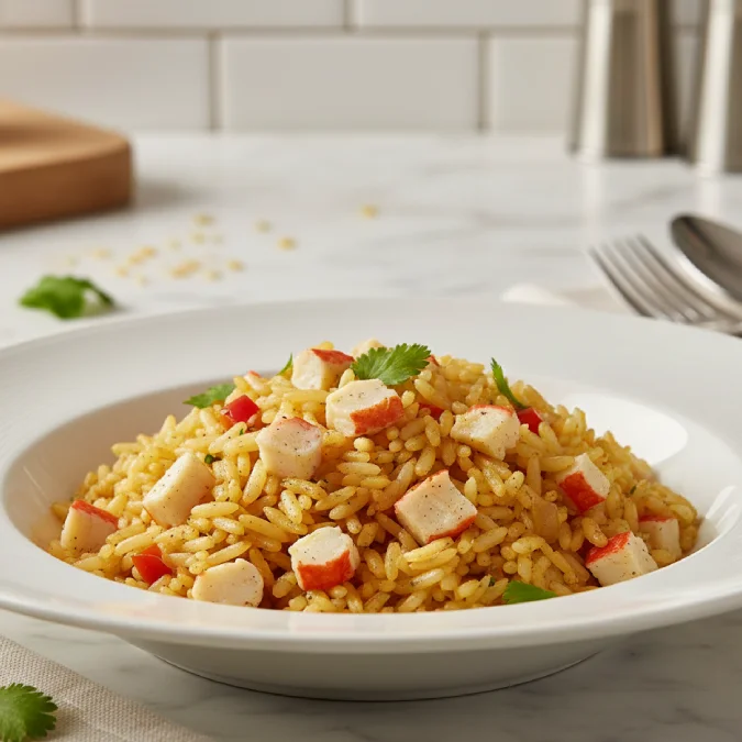 Arroz con palmitos de cangrejo