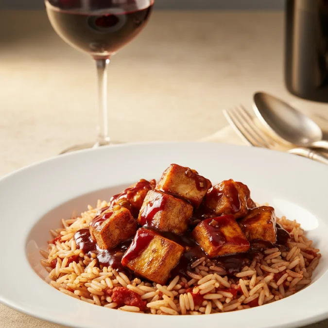 Arroz con pollo al vino tinto