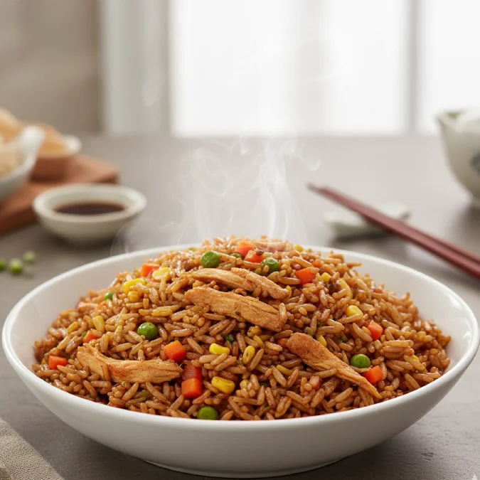 Arroz con pollo en salsa negra